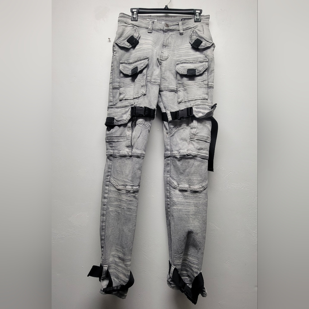 Men's Gray Copper Rivet Cargo Jeans Men's Size 29/32